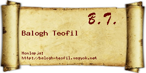 Balogh Teofil névjegykártya